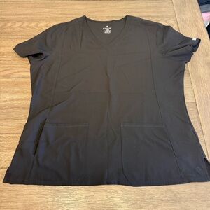 Med Couture Black V-Neck Scrub Top